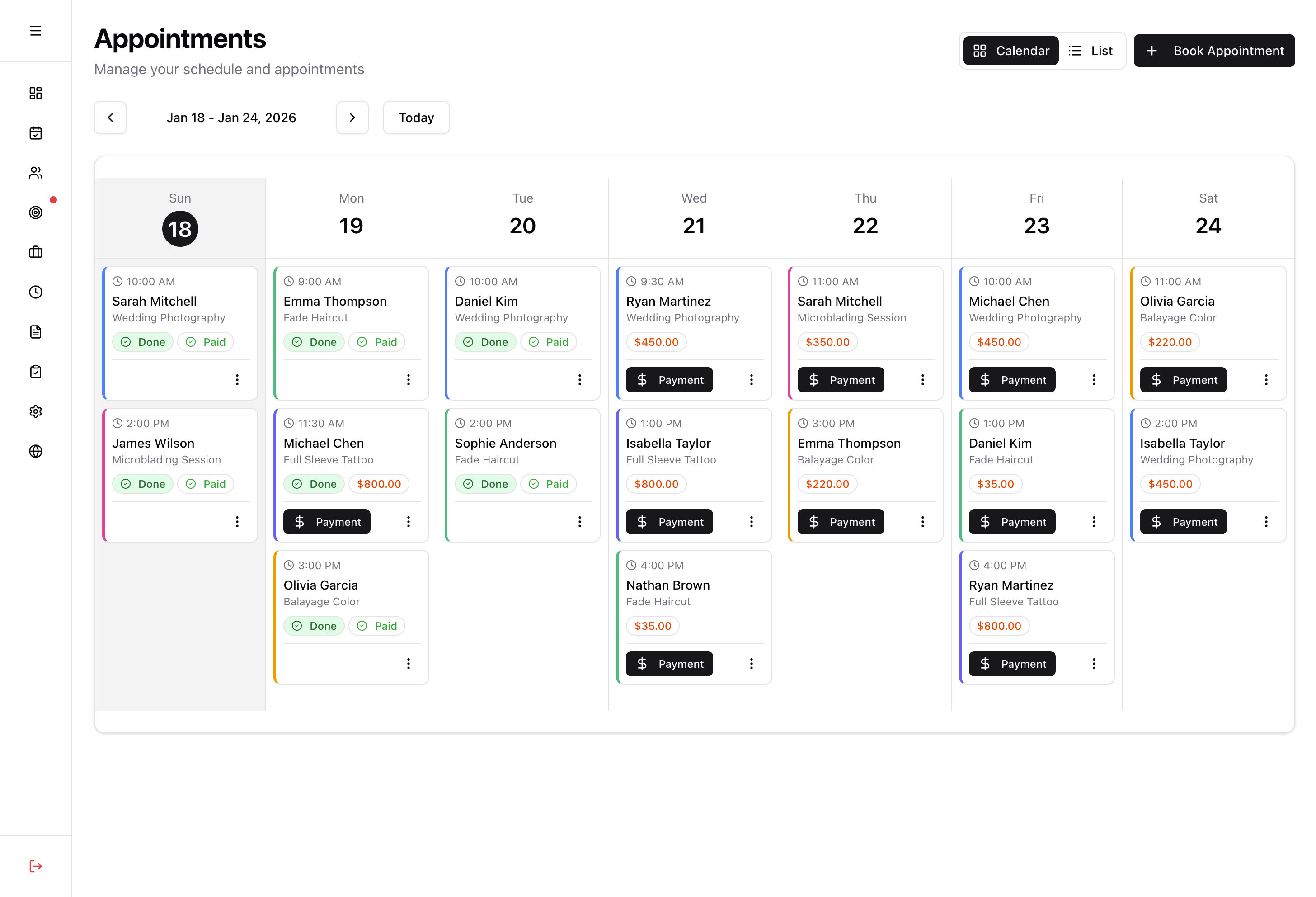 Appointments dashboard
